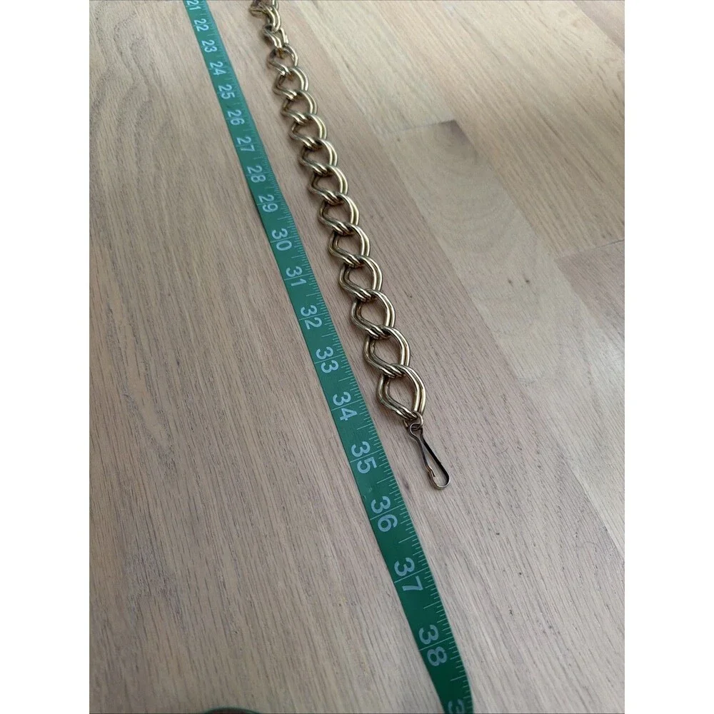 Vintage Chain Belt Small Gold Chunky Tasseled Metal Links Disco Going Out 70s